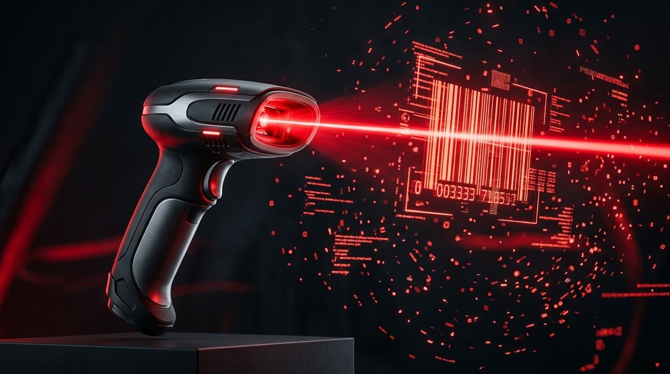 High speed barcode scanner with laser